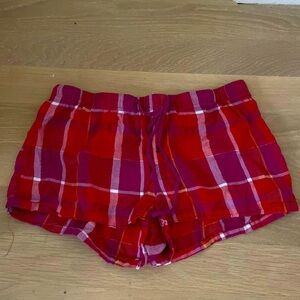 Red plaid pajama shorts, size small